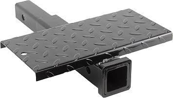 VCT 18" Hitch Receiver Extension with 14" x 7" Square Black Diamond Plate Step