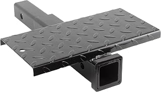 VCT 18" Hitch Receiver Extension with 14" x 7" Square Black Diamond Plate Step