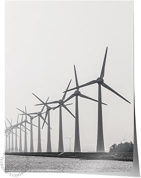 Postifull Rustic Çerçevesiz Poster, İskandinav Beyaz Tablo, No:268 Rüzgar Türbinleri Fotoğraf, Dikey;15 X 21 Renkli - 22