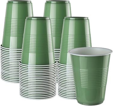 Disposable Plastic Cups, Colored Disposable Cups, 16 Ounce Plastic Party Cups, Strong and Sturdy Disposable Cups for Party, Wedding, Christmas, Halloween Party Cup, 100 Pack Jade, 16OZ
