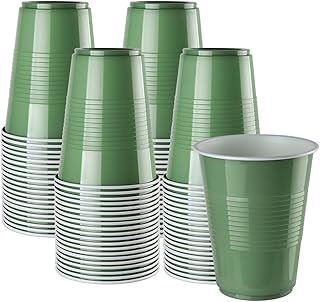 Disposable Plastic Cups, Jade Green Disposable Cups, 16 Ounce Plastic Party Cups, Strong and Sturdy Disposable Cups for Party, Wedding, Christmas, Halloween Party Cup, 100 Pack (Jade, 16OZ)