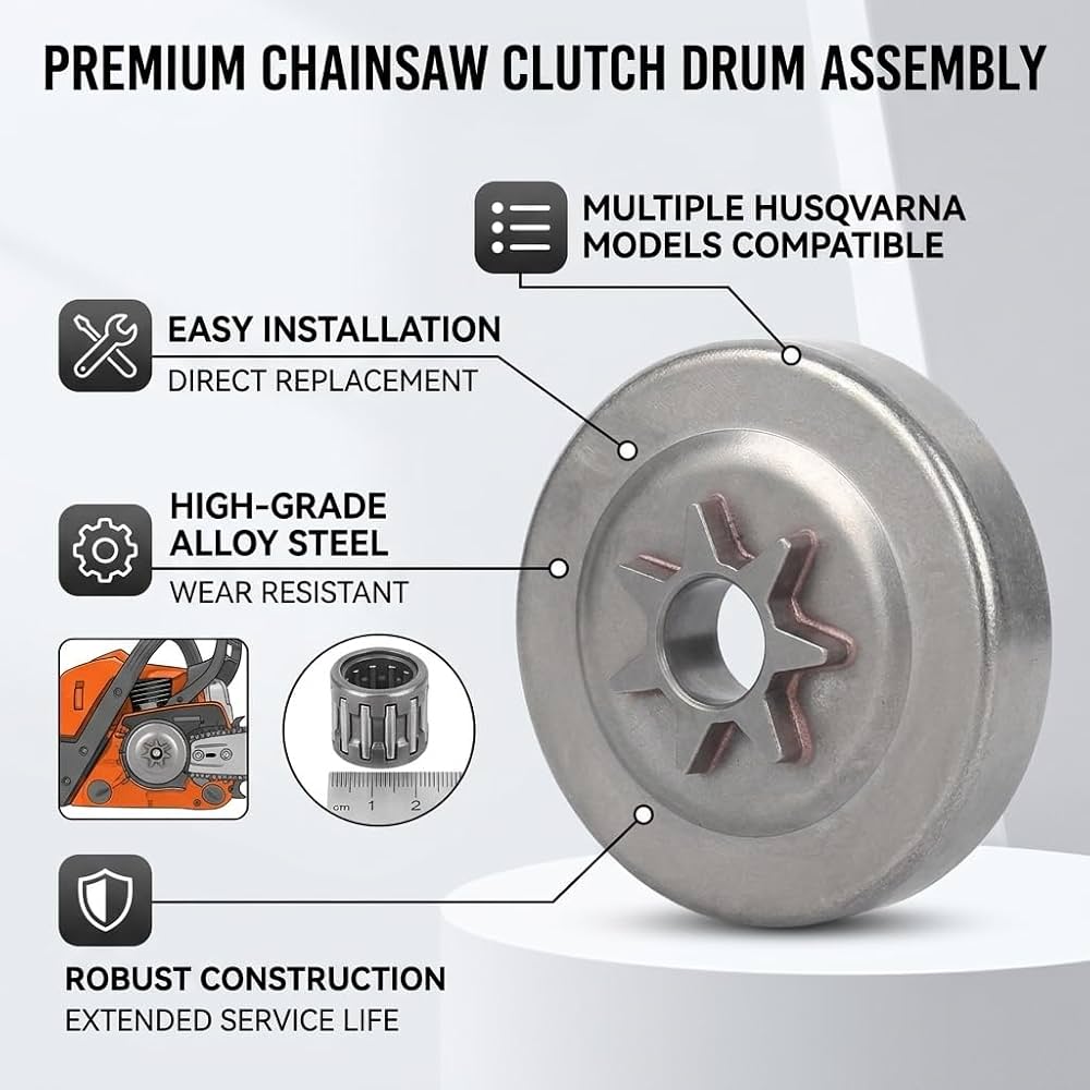 Roulement à Aiguilles + Pignon Tambour Embrayage 7T Pour Tronçonneuse Husqvarna 36 41 136 137 141 142 235 240