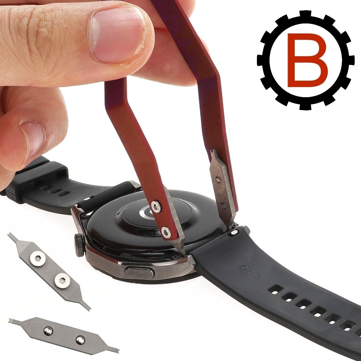 Federstegpinzette 7825-R mit 1.4mm Gabeln - Uhrmacherwerkzeug zum Enfernen und Anbringen von Metallarmbändern an Armbanduhren - Federstegwerkzeug