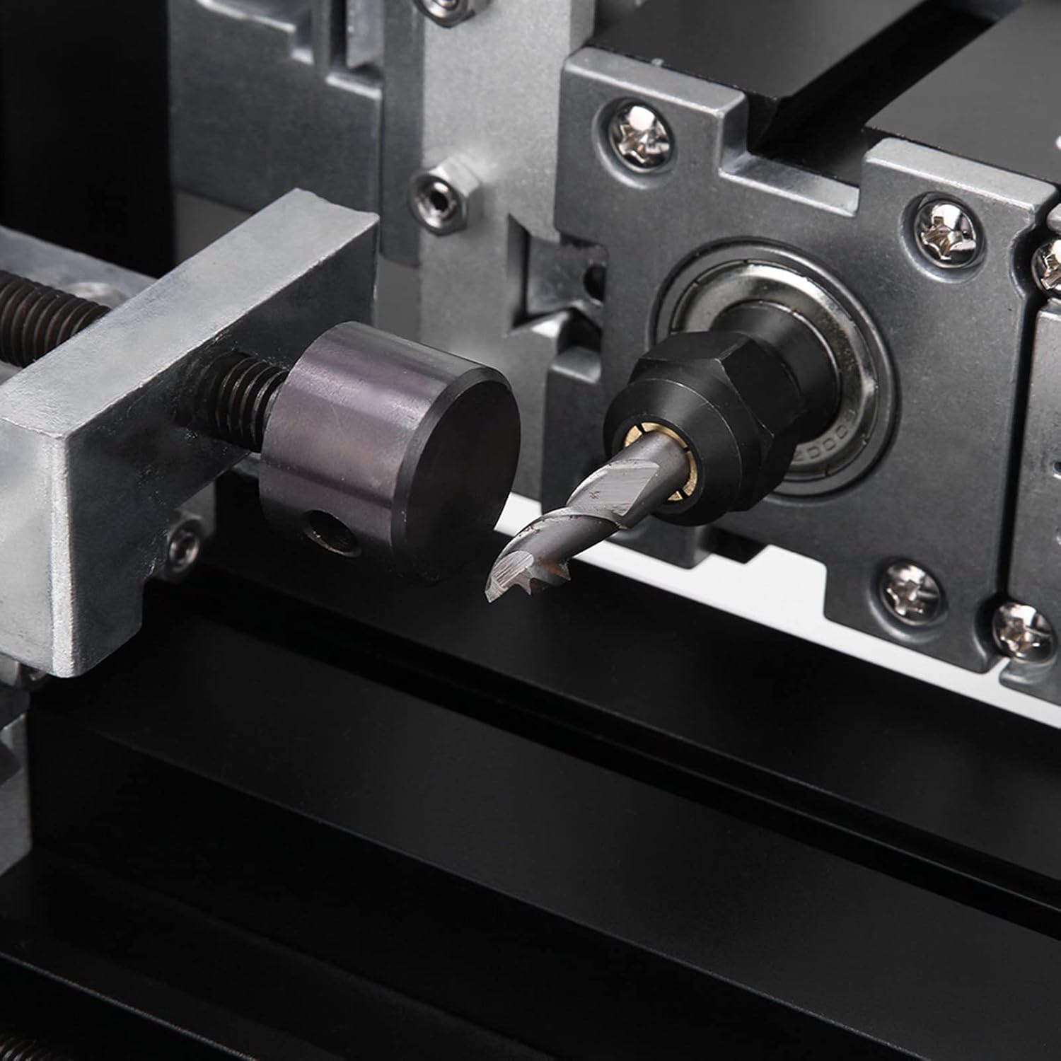 12000RPM 60W Mini Lathe, 12V DC 5A Heavy Duty Power Mini Metal Milling Machine Mini Horizontal High Power TZ20005MM US Plug 100-240V
