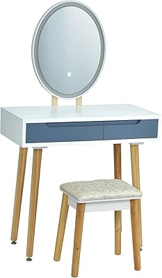Coiffeuse 3 En 1 Avec Miroir Rabattable Pour Chambre à Coucher, Petite