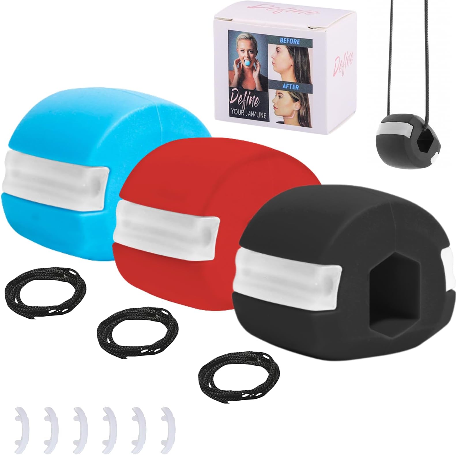 TOOTOKJaw Exerciser, 3 Pack - Beginner to Advanced Resistance Levels, Silicone Face & Neck Trainer, Jawline Toner for Men & Women