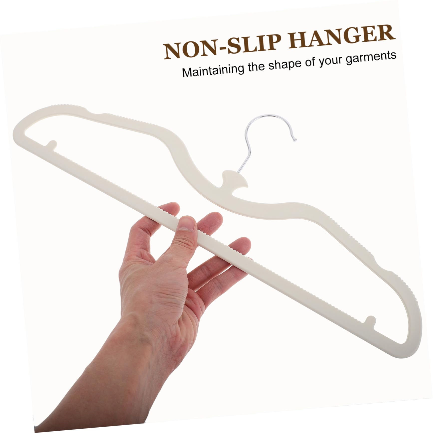 Perchas de Cuello Corto de Silicona, 10 Piezas, Beige | Diseño Antideslizante sin Marcas, Pet Recubrimiento de Goma, Flexibles y Suaves para Armario