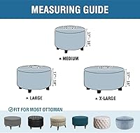 Vista 2 de Funda otomana elástica, funda otomana redonda, cubierta de almacenamiento otomana, cubierta protectora de muebles (negro, mediano)