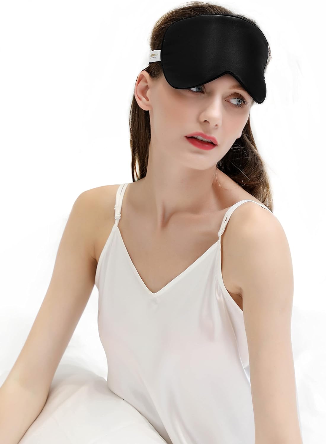 ZIMASILK Adjustable Mulberry Silk Sleep Mask Blindfold 100% Pure Mulberry Silk Eye Mask for Sleep with Bag Black