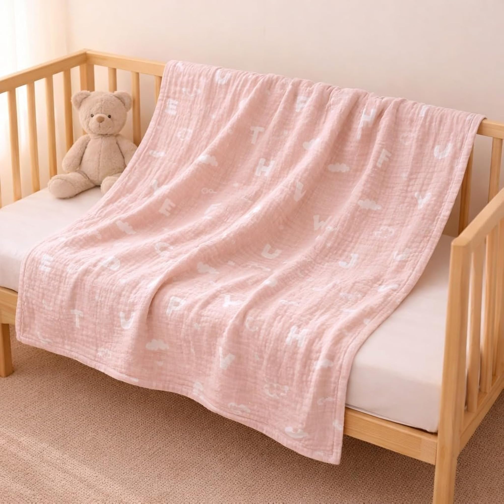 100% Cotton 6-Layer Muslin Baby Blanket, Soft & Breathable