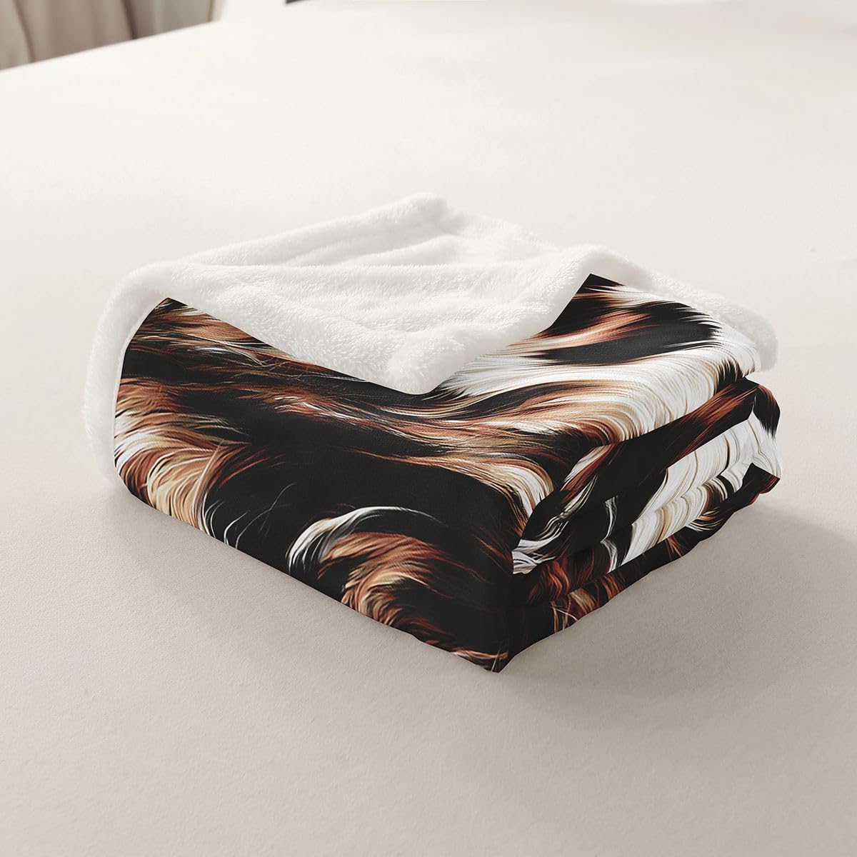 Feelyou Leopard Print Sherpa Blanket Plush Fuzzy Faux Fur Brown Fleece Throw Blanket Boys Girls Wild Cheetah for Bed Couch Chair Living Room Bedroom Decor Twin 60"x80" image 3
