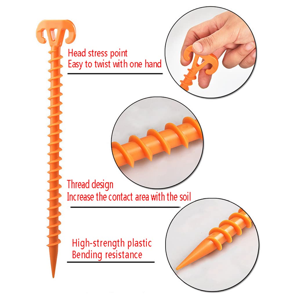Relaxdays Set Da 25 Picchetti Per Tende, Corda 15 M , Pioli In Plastica - Foto 11