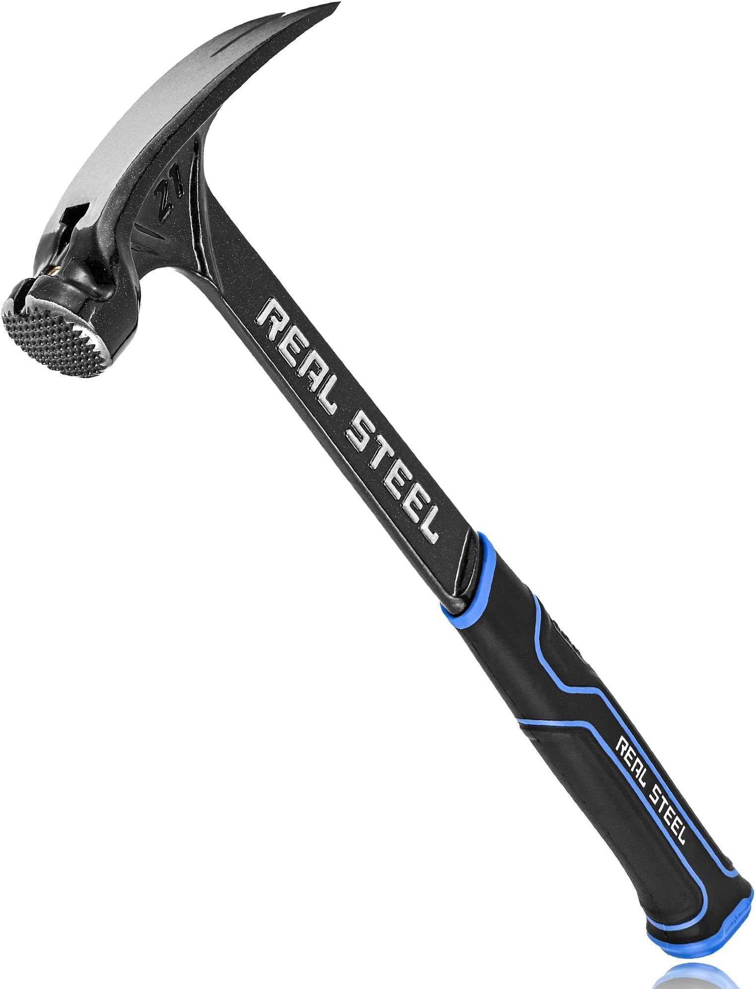 Real Steel 21 Oz One Piece Forged Milled Face Framing Hammer with Rip Claw 0517, Black