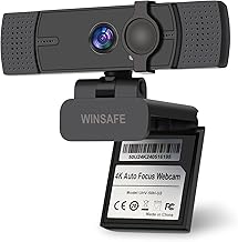 WINSAFE Webcam 4K, Ultra HD Video Calling, AI Auto Focus, Dual Noise-Canceling Microphones, 70° FOV, 1080P@60FPS, Privacy …