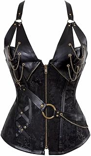Corset Bustier Steampunk Femme Sexy Cuir Zip Gothique Halter Guêpière Minceur Vest Grande Taille Pirate Top