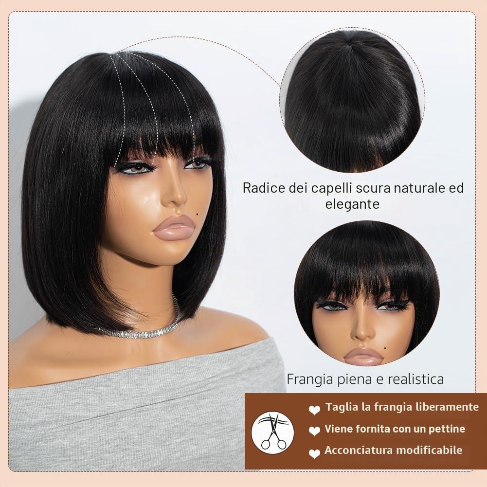 Joedir bob parrucche di capelli umani (nero, 10 inch)