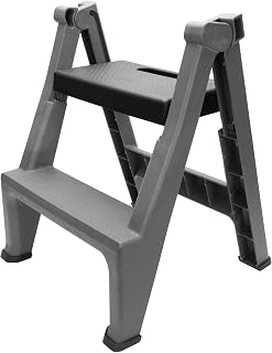 Performance Tool W85040 Heavy Duty 2-Step Folding Ladder, 300lb Weight Capacity, Slip-Resistant Tread and Compact Foldable Design for Easy Storage