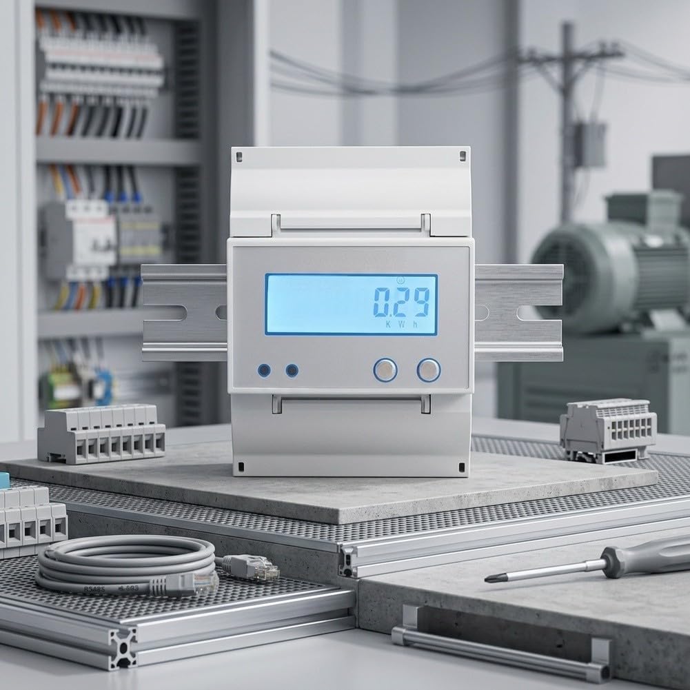 LCD Digitale Monofase Misuratore di Energia DC Amperometro RS485 Monitor di Potenza Bidirezionale 20A per Din Rail
