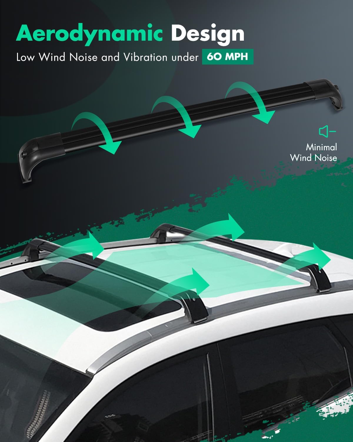 SCITOO Roof Rack Cross Bar 150LBS Compatible for Land Rover Lr3 2005-2009,for Land Rover Lr4 2010-2016 2 Roof Cross Bars Black
