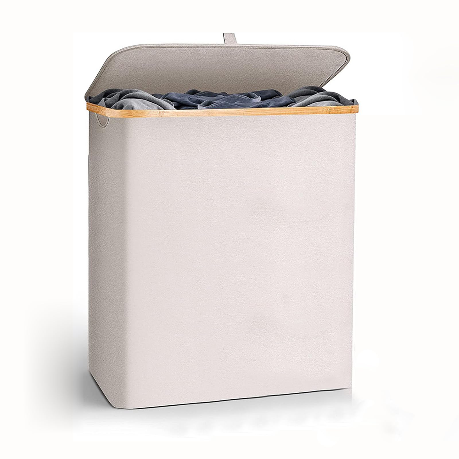 Laundry Hamper With Lid,Laundry Basket - 160L Dirty Clothes Hamper With Removable Bag - Tall Laundry Bin With Lid Organizer for Bedroom,Laundry Room,Dirty Clothing Hamper,Beige (Beige1)
