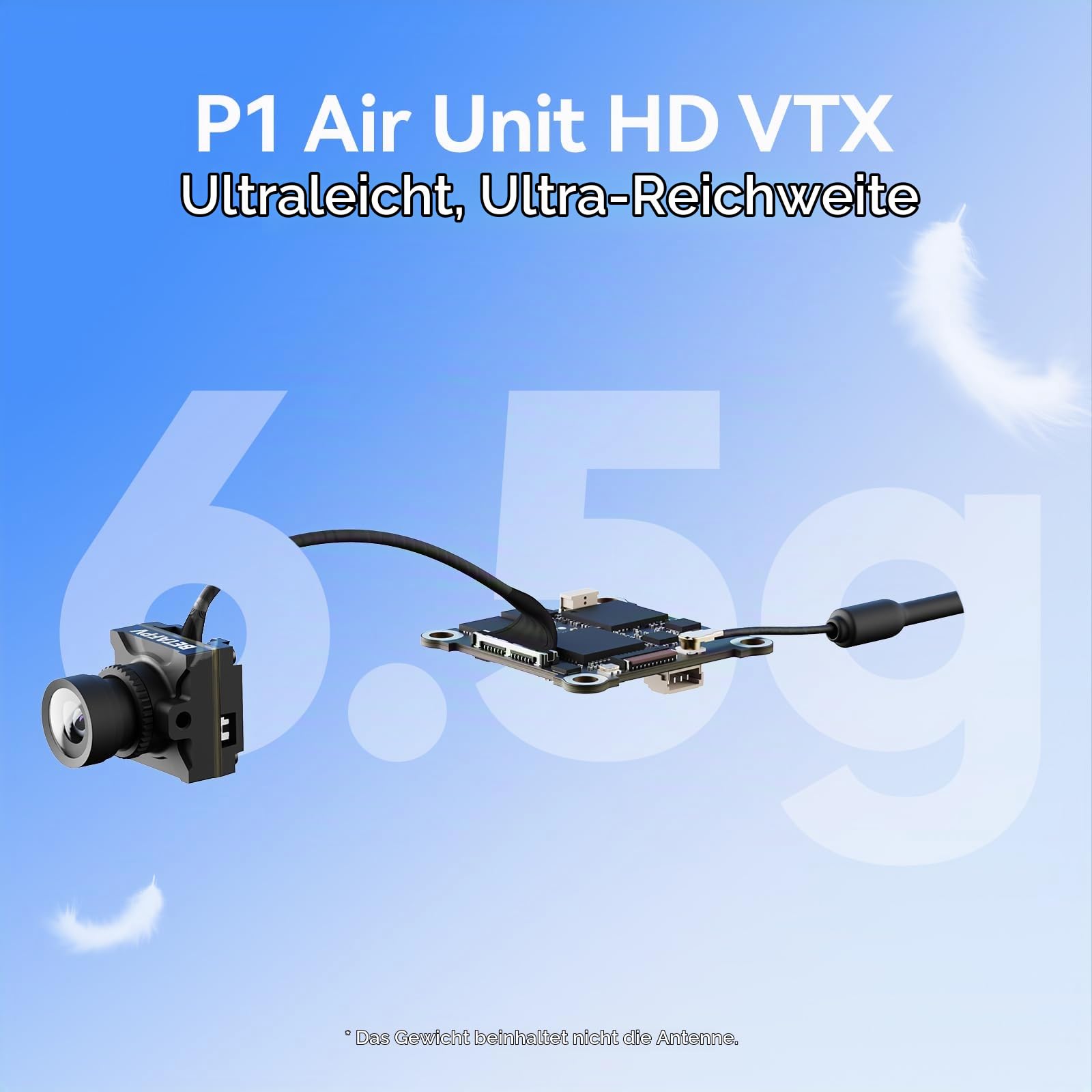 BETAFPV P1 Air Unit HD VTX 1080P/60FPS 170° FOV & 1/2.9" CMOS Sensor | Ultralight with 60ms Low Latency 5KM Range, Support Plug-Play with FC/USB for DIY 1S HD Cine Whoop like Meteor75 Pro Quad