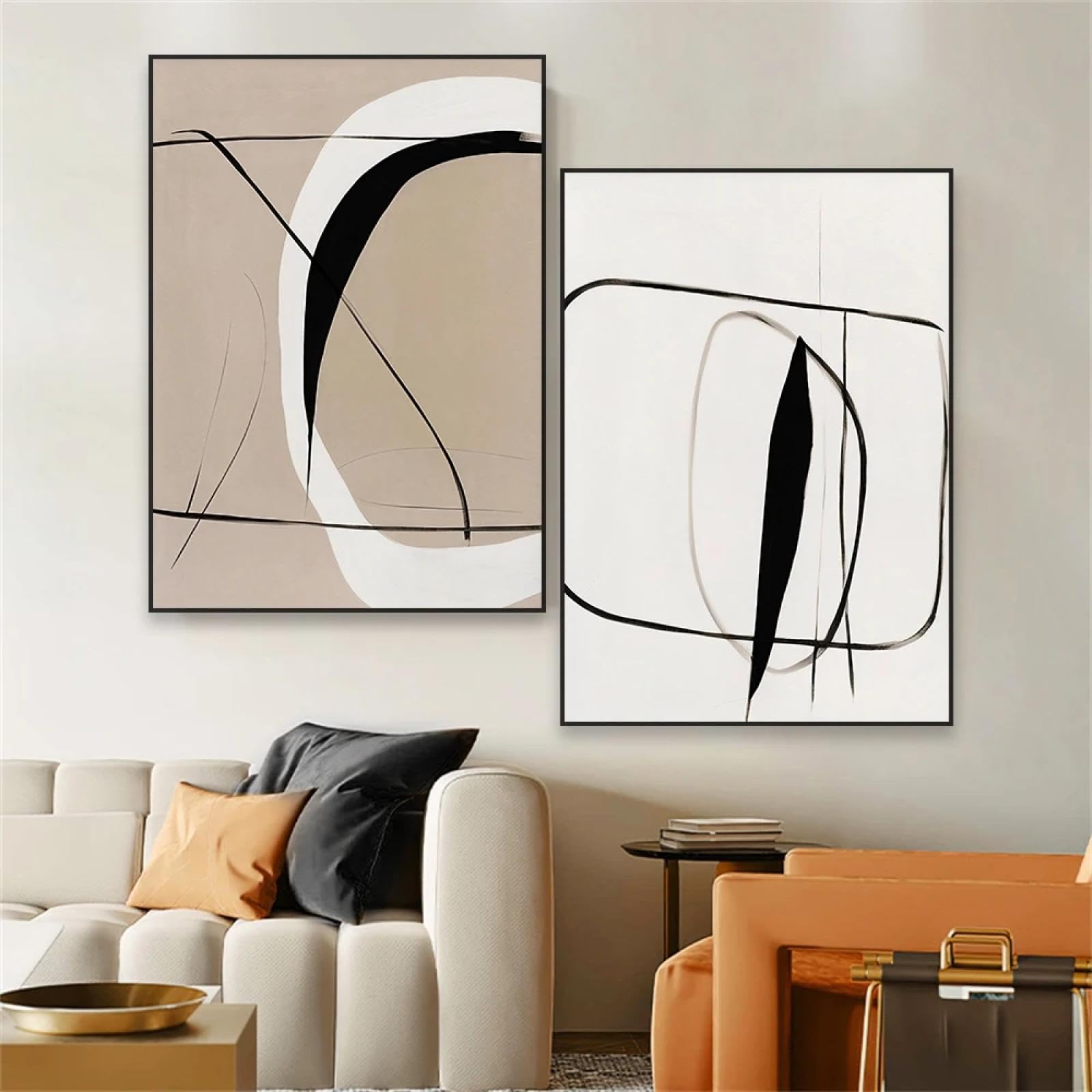 Décoration d'intérieur beige neutre, affiche abstraite géométrique 60x90 - 8