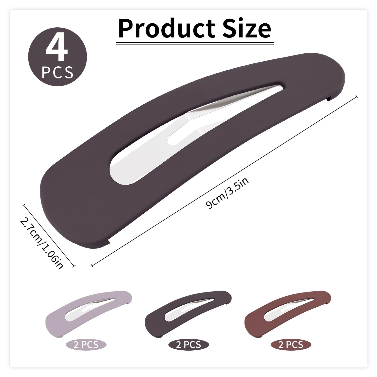 6PCS Large Matte Red Snap Hair Clips for Women, 3.5 Inch Acrylic Metal Barrettes for Thick Hair, Half-Up Styles & Everyday Wear