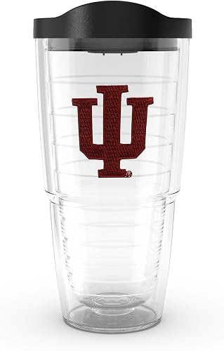 Tervis Made in USA Double Walled Indiana University IU Hoosiers Insulated Tumbler Cup Keeps Drinks Cold & Hot, 16oz Mug - No Lid, Primary Logo