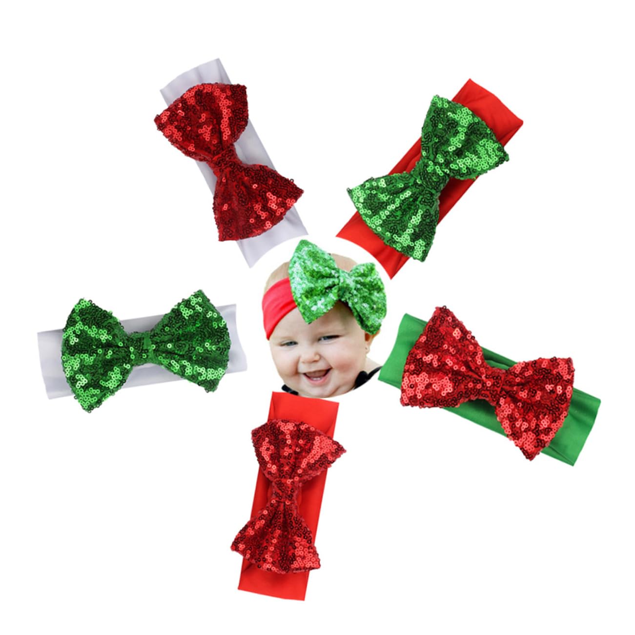 18 Piezas Diademas Elásticas con Lazo para Accesorios de Reutilizable Cómodos y Elegantes para Peinados de Navidad Color Aleatorio