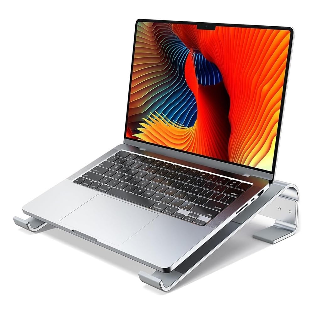 Soporte ergonómico for portátil de Escritorio, aleación Aluminio, con refrigeración y Soporte Base para Portátil(Silver)