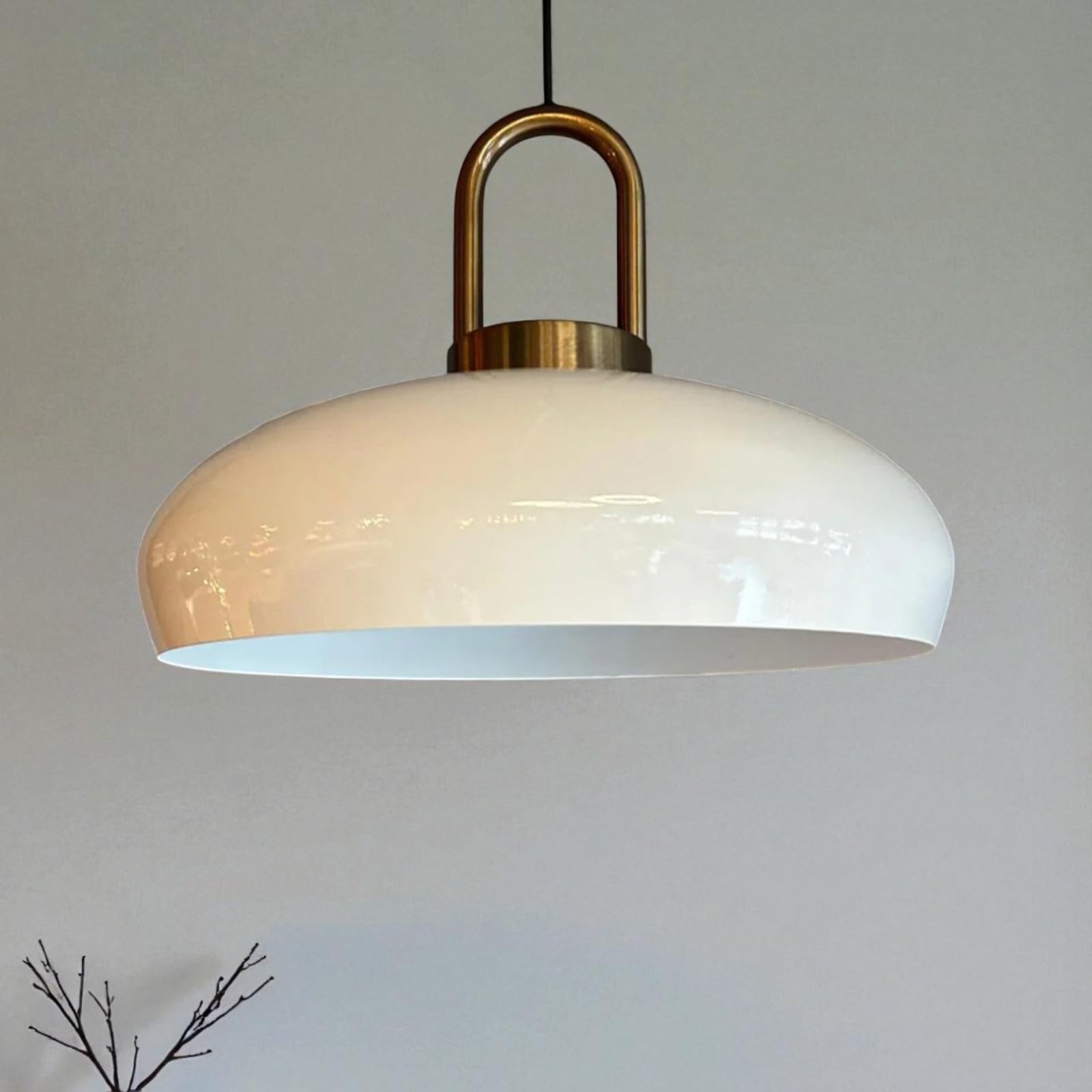 Bamyum White-White Androa-Lock Hanging Lamp Industrial Pendant Light, 40 Cm Lamp Shades, Modern Metal Kitchen Island Lights, E27 Pendant Lamp For Living Room And Dining Room, White Pendant Light