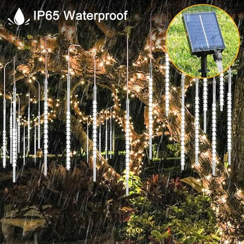 MXJFYY Solar Meteor Shower Lights, 11.8 Inch 10 Tube 240Leds Outdoor String, Waterproof Falling Lights with Remote - Image 4