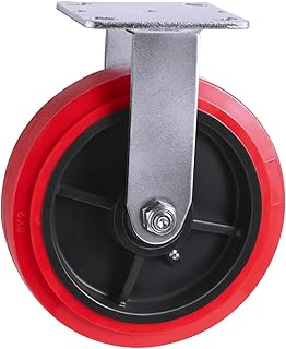 NINOSO Caster, 8"x2" Heavy Duty Industrial Polyolefin/Polyurethane Caster Wheel with Load 1100lbs Capacity, Plate Rigid Caster for Toolbox Workbench(1 Pack Rigid)