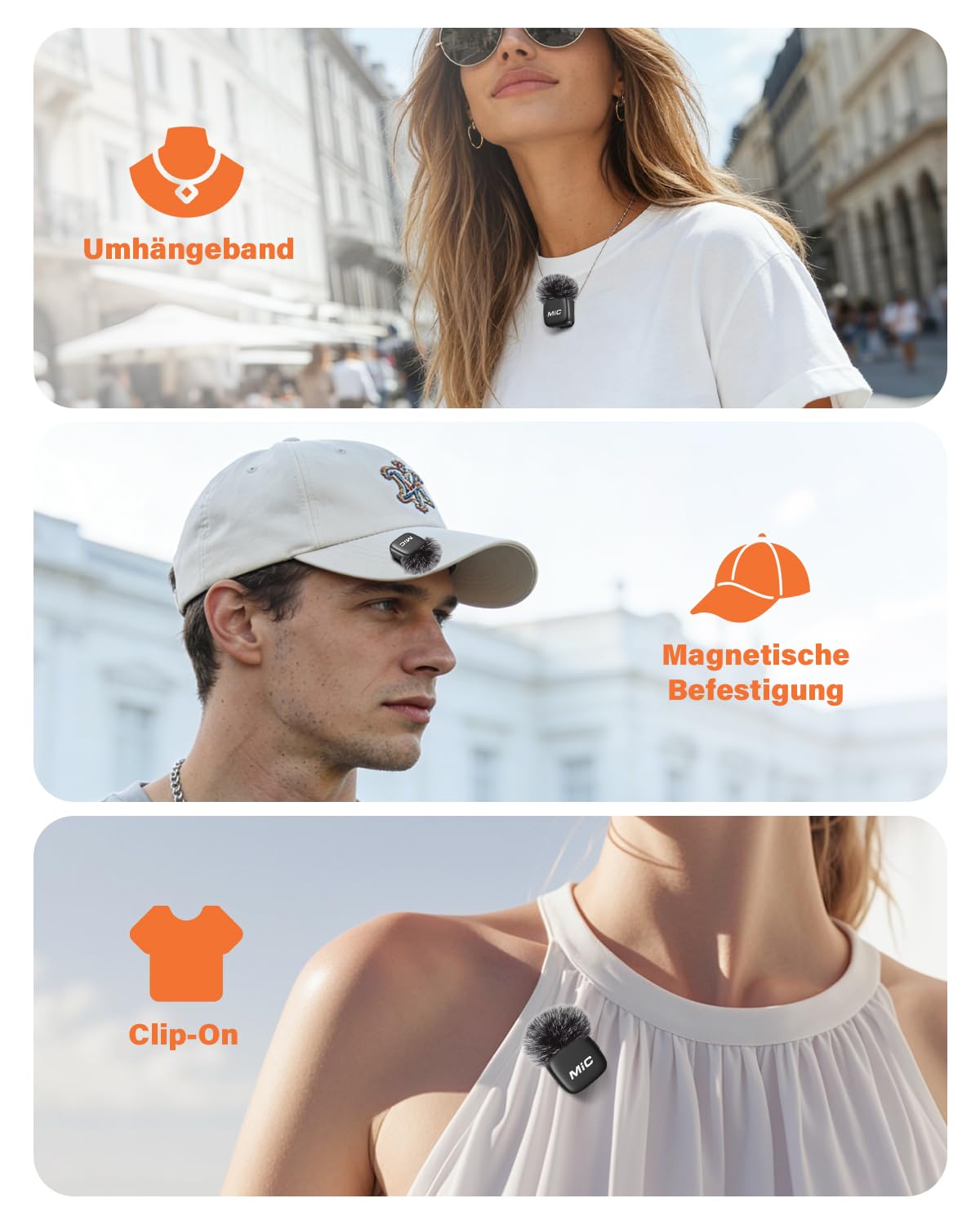 Newmight Kabelloses Lavalier Mikrofon, 2er-Pack Mini-Mikrofon mit Rauschunterdrückung, Auto-Pairing und Stummschaltung und Reverb für Vlogging, Videoaufnahmen, TikTok, YouTube