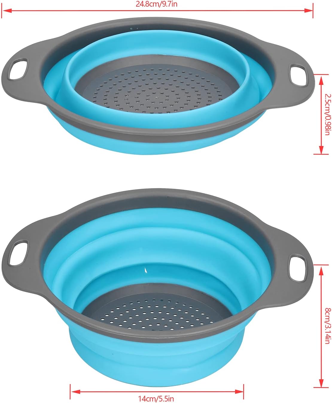 AUNMAS Small Collapsible Colander, PP & Silicone, Space-Saving