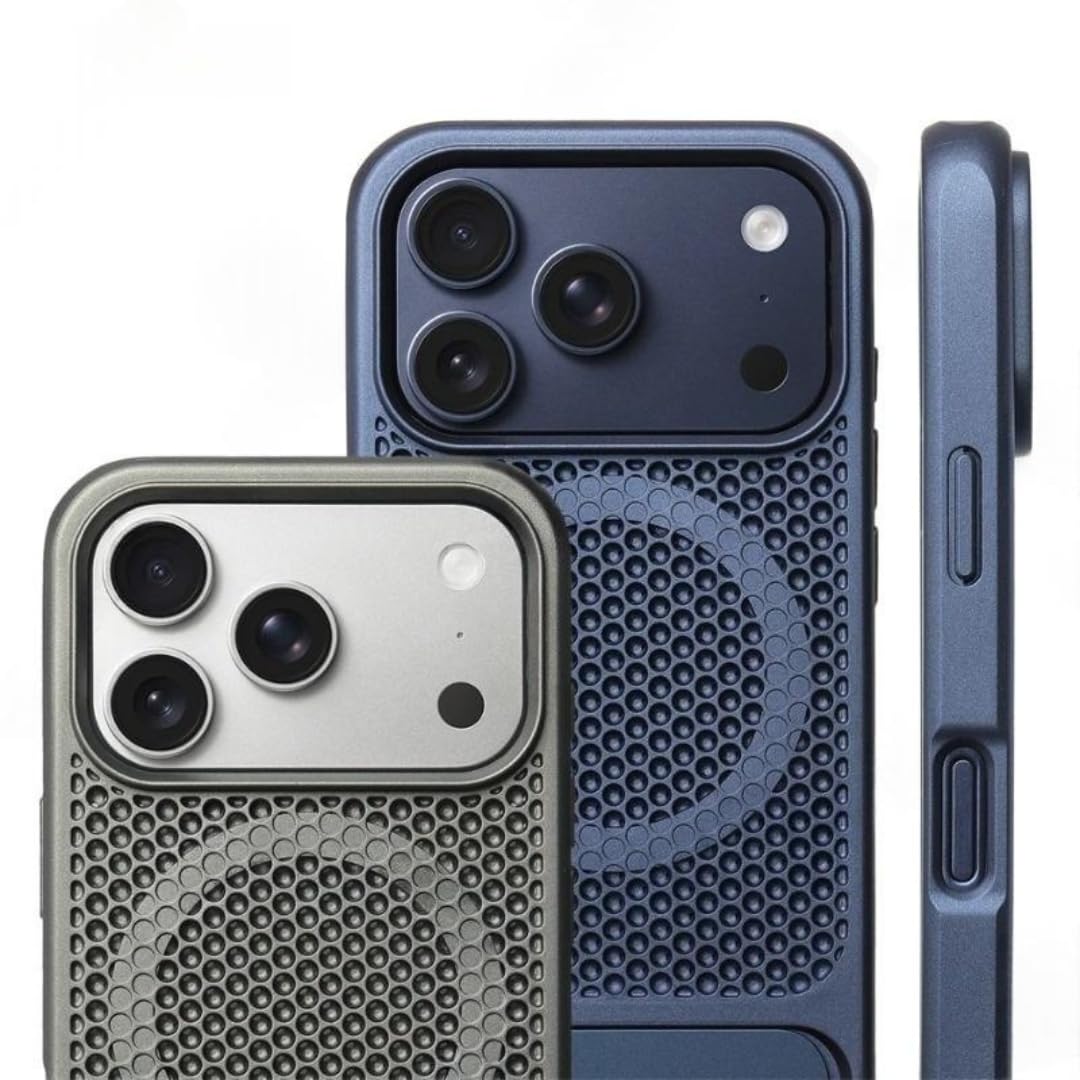 Custodia antiurto con supporto magnetico per la dissipazione del calore per iPhone 17 Pro Max Air 16 15 14 13 12, traspirante (per iPhone 17 Pro Max/Blu)