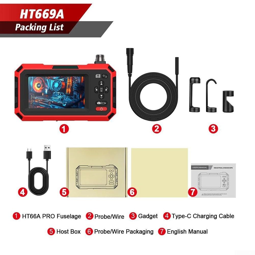 Telecamera Endoscopica Doppia Lente 5 Pollici IP67(HT669A)
