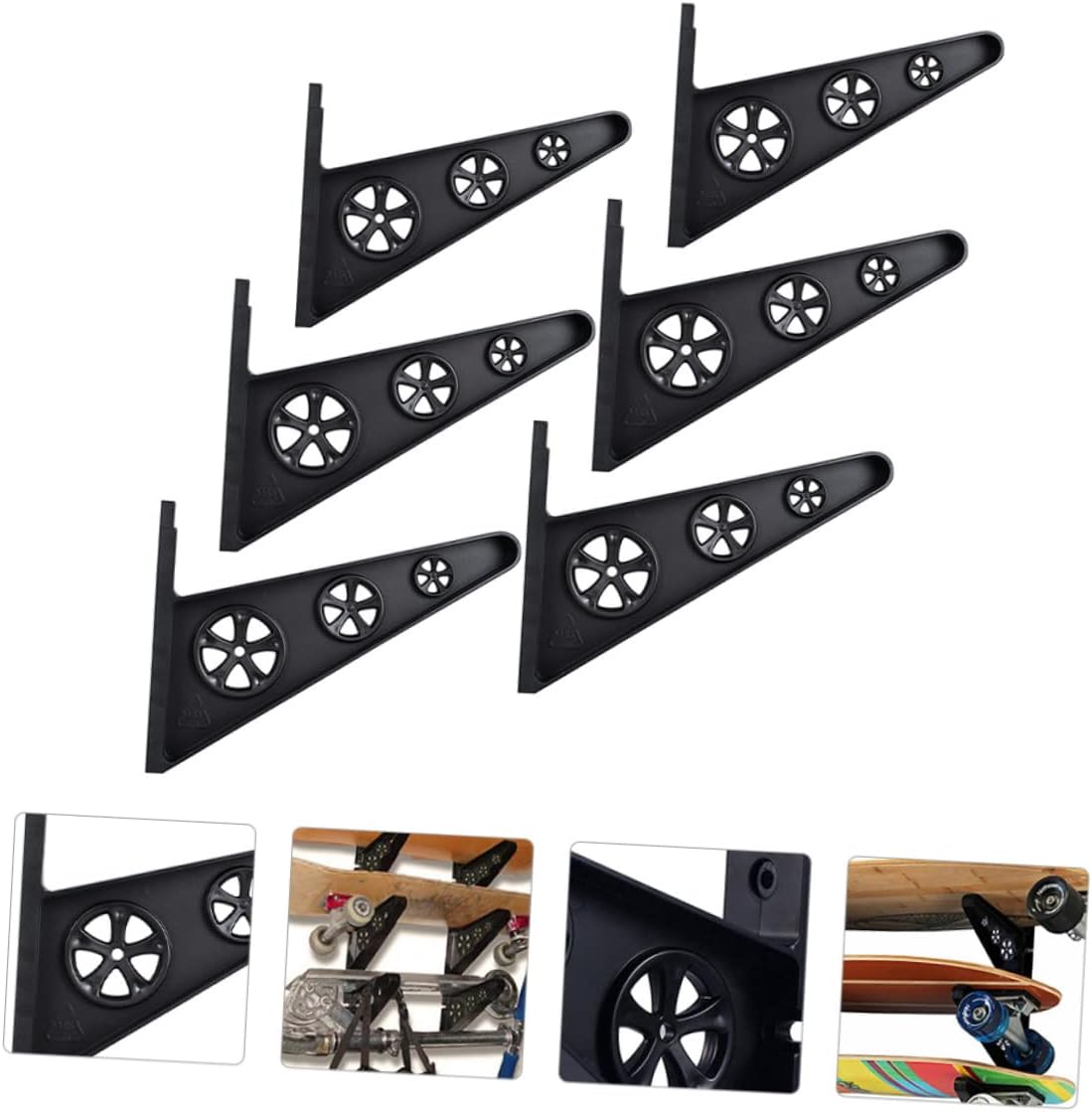 6pcs Multi Wall Rack Skateboard Holder Durable Wall Mount for Snowboard and Umbrella Strong Capacity Storage for Home and Shops
