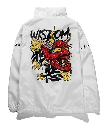 AITFINEISM Men's Lightweight Windbreaker Jacket Casual Zip Up Jackets With Hooded - X-Large - White-1