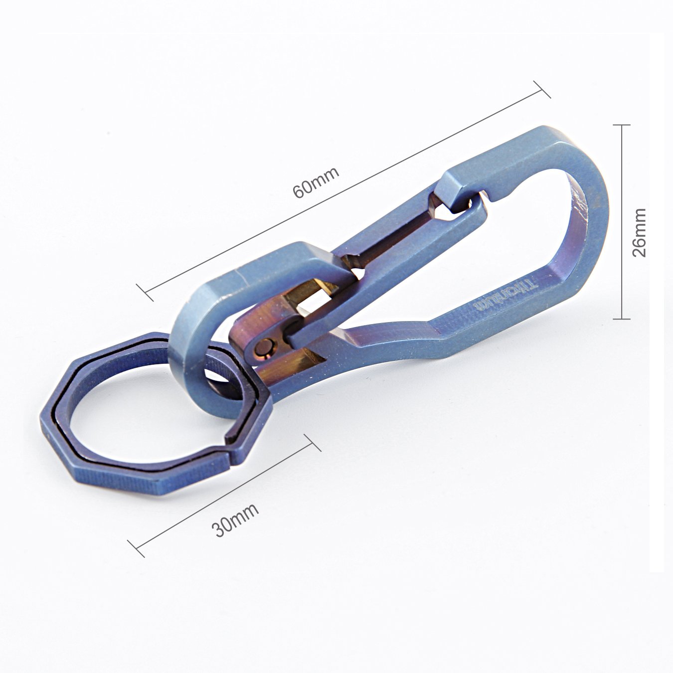 Titane Multi Outils Porte-clé Crochet EDC Outil Max-Bearing 50 kg Porte-clés pour randonnée, camping, extérieur (Bleu)