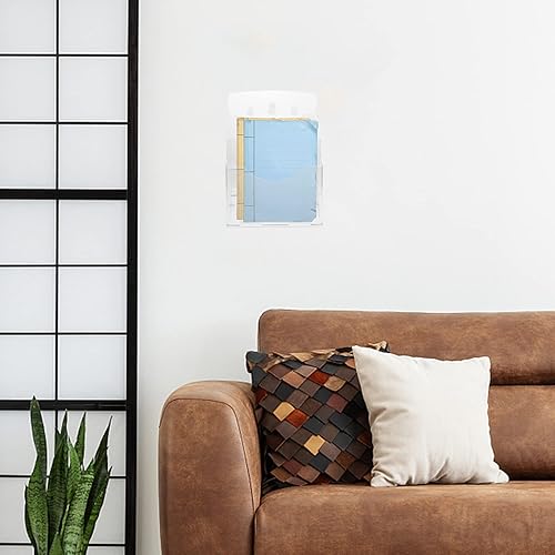 Miniatura 7 de Soporte para revistas, organizador de escritorio, soporte de acrílico para folletos, A5, 3 niveles, organizador de archivos transparente, estante