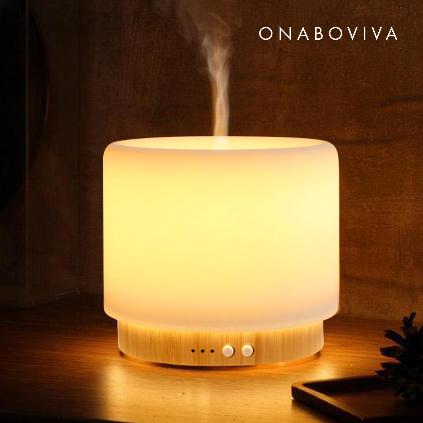 Dyfuzor zapachowy – ultradźwiękowy dyfuzor 280 ml z ceramicznym bambusowym nawilżaniem powietrza, światłem dobrego samopoczucia, timerem, automatycznym wyłączaniem, ciągłą i przerywaną mgiełką do