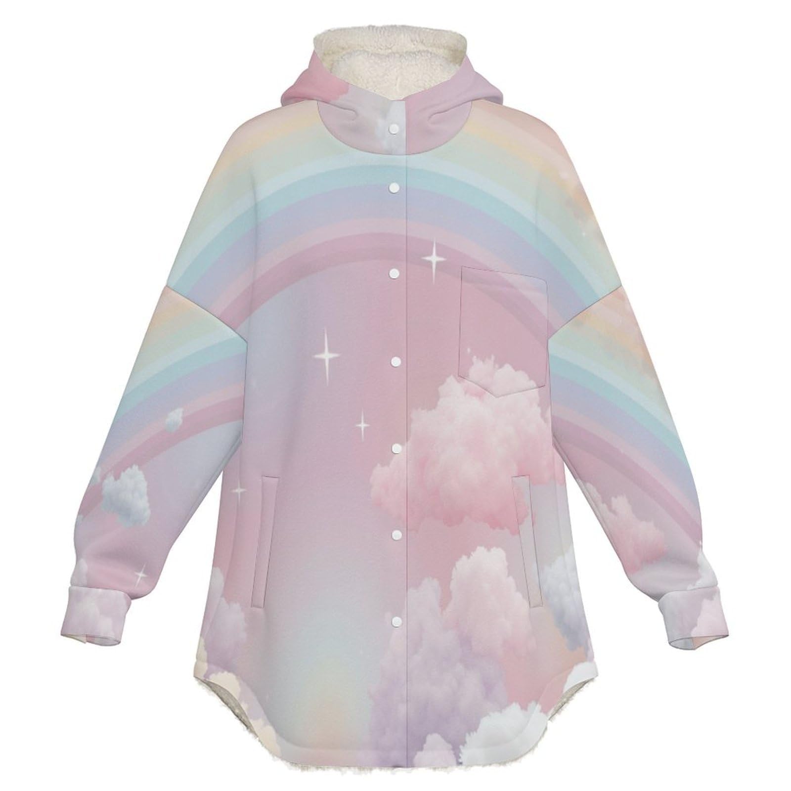 Sudadera Invierno con Capucha de Forro Polar Mujer Estrellas Centelleantes Cálido Hoodies a Manga Larga Felpa Sudadera con Bolsillos, Rosa