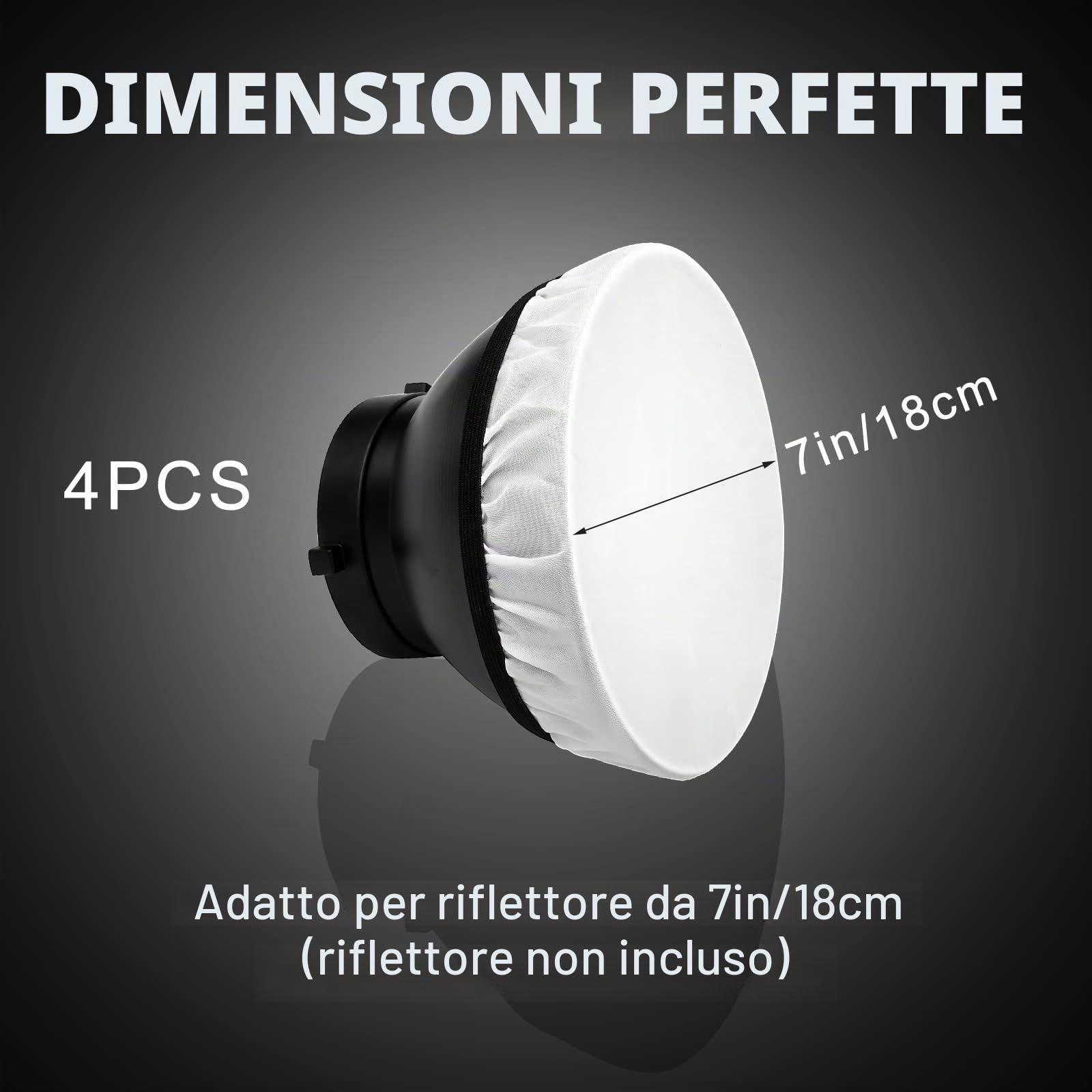 Set 3 Diffusori Da 18 Cm Per Flash E Luci Da Studio – Bianco, Giallo, Marrone, Tessuto Leggero Con Bordo Elastico