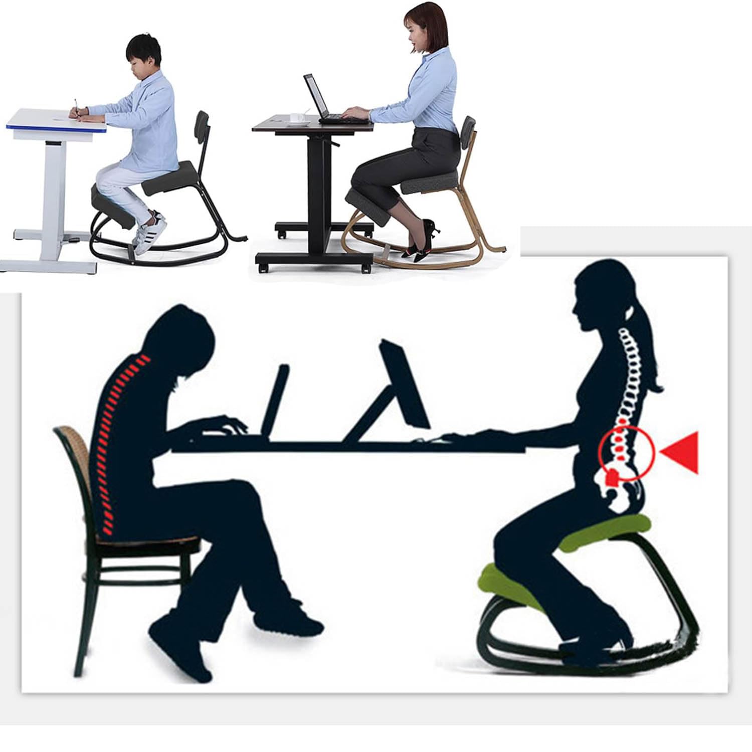 Generisch Beige, Kniestuhl Ergonomisch,Ergonomischer Kniestuhl,Bürostuhl Ergonomisch mit Rückenlehne,Korrektur der Haltung für Zuhause und Büro