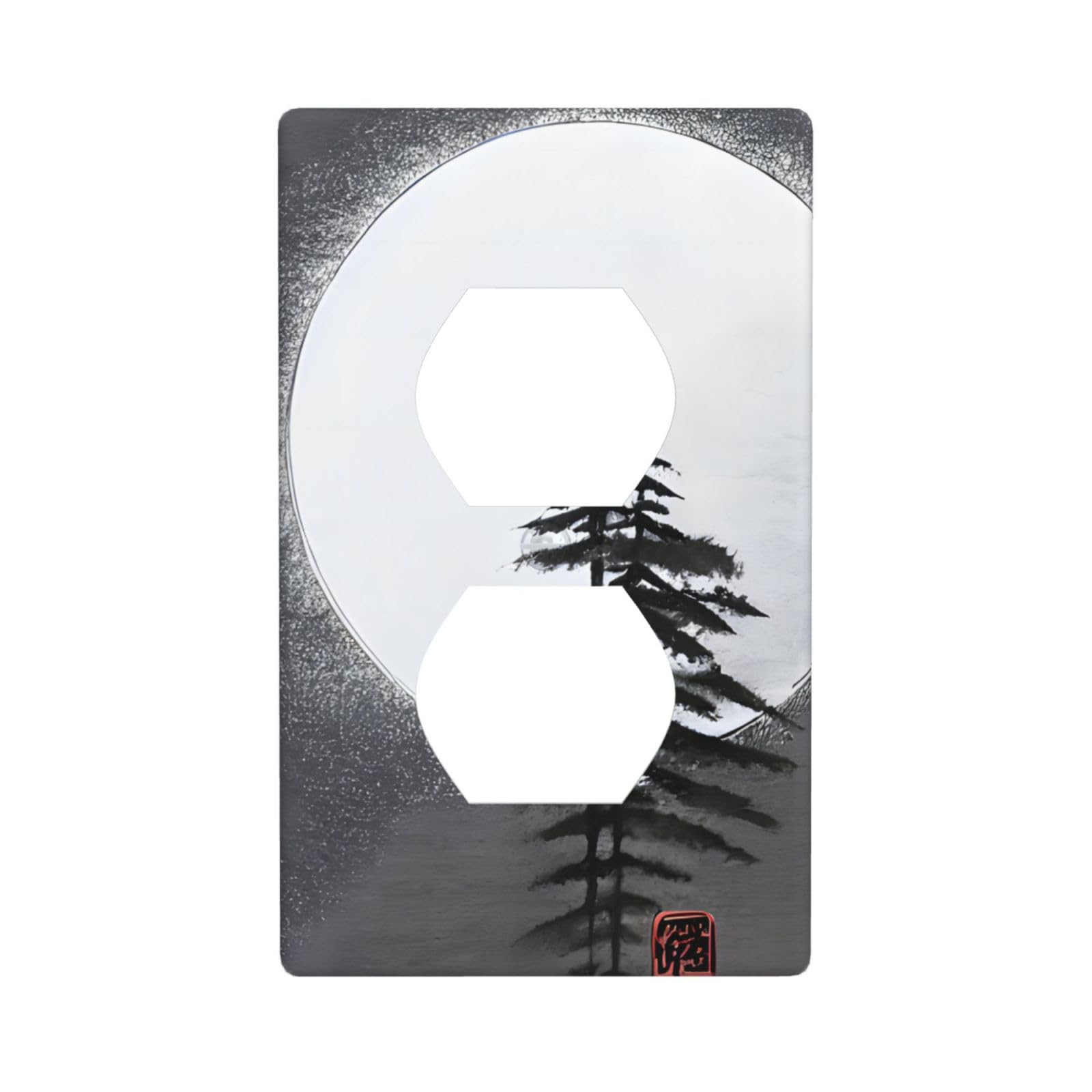 Moon Pine Tree Decorative Switch Plate Cover-Unbreakable Polycarbonate Wall Plate for Home Office, 1 Gang with Screws