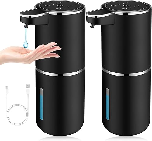 Miniatura 11 de Paquete de 2 dispensadores automáticos de jabón, dispensador de jabón espumoso automático sin contacto USB de 12.8 onzas/380ml, dispensador de jabón
