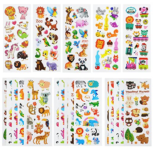 24 Sheets(400+) Animal 3D Puffy Stickers for Toddlers Kids, Bulk Preschool Sticker Sheets for Reward, Craft, Scrapbooking