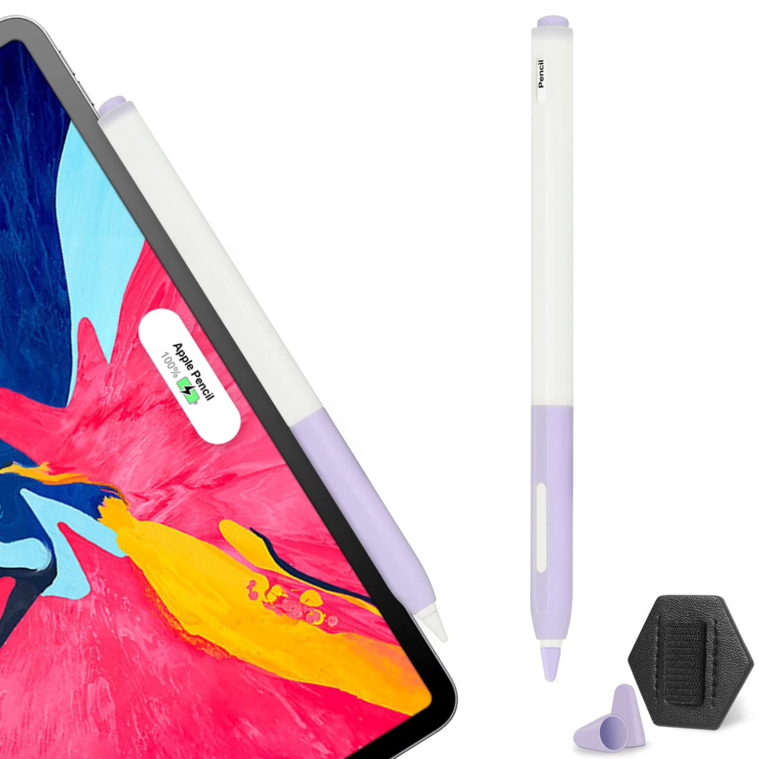 DoormoonPencil Case Compatible for Apple Pencil 2nd Generation, Pencil Cover for iPad Pencil with Pencil Holder & Nib Cover，Compatible for Magnetic Charging and Double Tap (Purple)