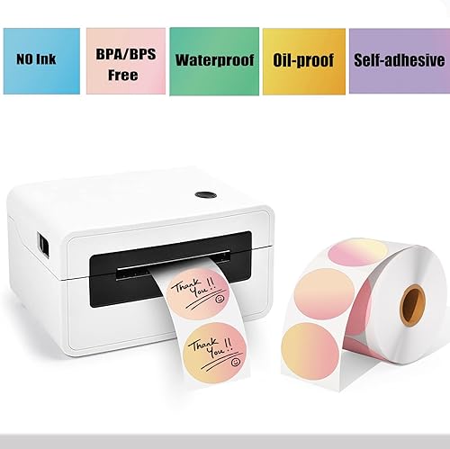 Miniatura 3 de Etiquetas adhesivas térmicas, etiquetas térmicas directas circulares autoadhesivas de 2 pulgadas, etiquetas adhesivas multiusos para diseño de